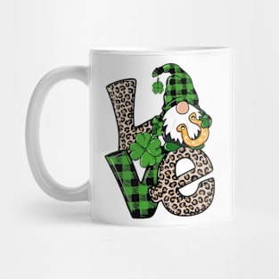 Love St Patricks Day Gnome Leopard Shamrock Mug